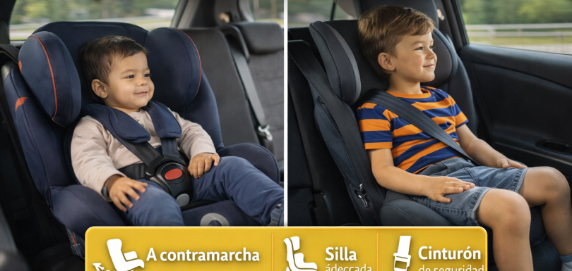 como deben viajar los niños