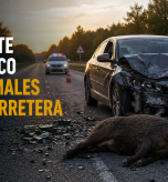 accidente de tráfico con animales en la carretera
