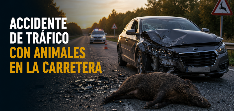 accidente de tráfico con animales en la carretera